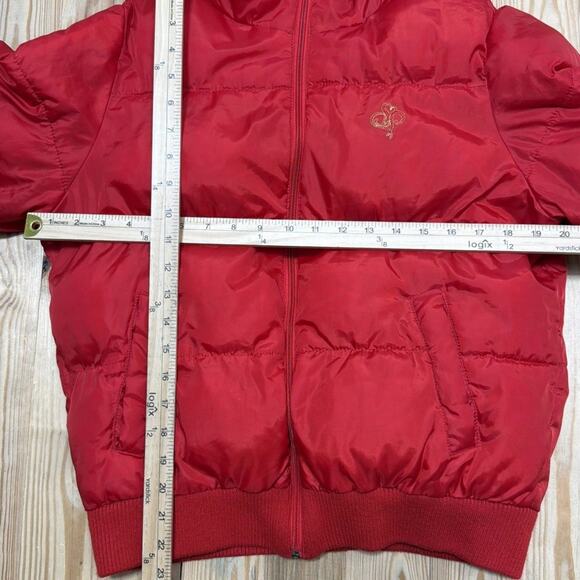 Southpole Y2K Puffer Jacket Coat Parka Red Womens Zipper Hooded Warmth XL - Picture 6 of 8